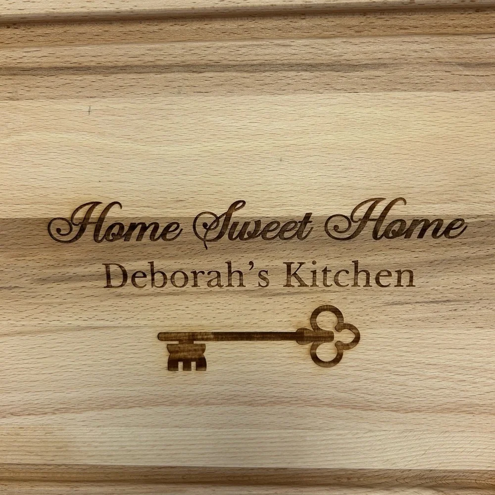 Key To Our Home Personalized Hardwood Cutting Board- 12x17 - name DEBORAH